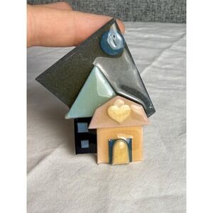 House‎ Pins by Lucinda Brooch Pin Moon Home Heart Pink Blue Green Retro 80s/90s